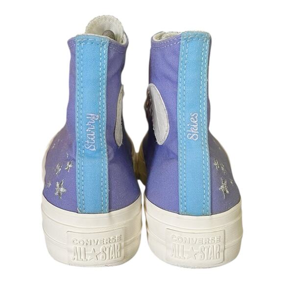 Converse Shoes Women Size 10 CTAS Lift Hi Platform Sneakers Purple Starry Skies - Picture 5 of 7